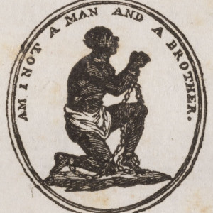  «Er jeg ikke et menneske og en bror?» Emblemet ble designet av Josiah Wedgwood i 1787 og brukt i anti-slaveribevegelsens kampanjer med stor suksess. Kilde: Wikimedia Commons.